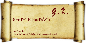 Greff Kleofás névjegykártya